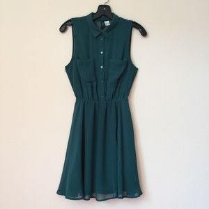 H&M Divided - Hunter Green Chiffon Dress